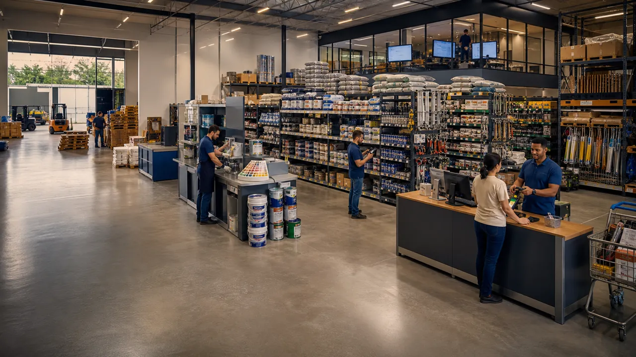Loja de materiais de construção com pontos do ecossistema New System ERP